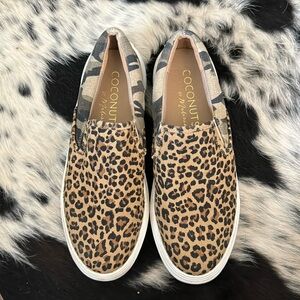 Leopard and Camo canvas slip on shoes